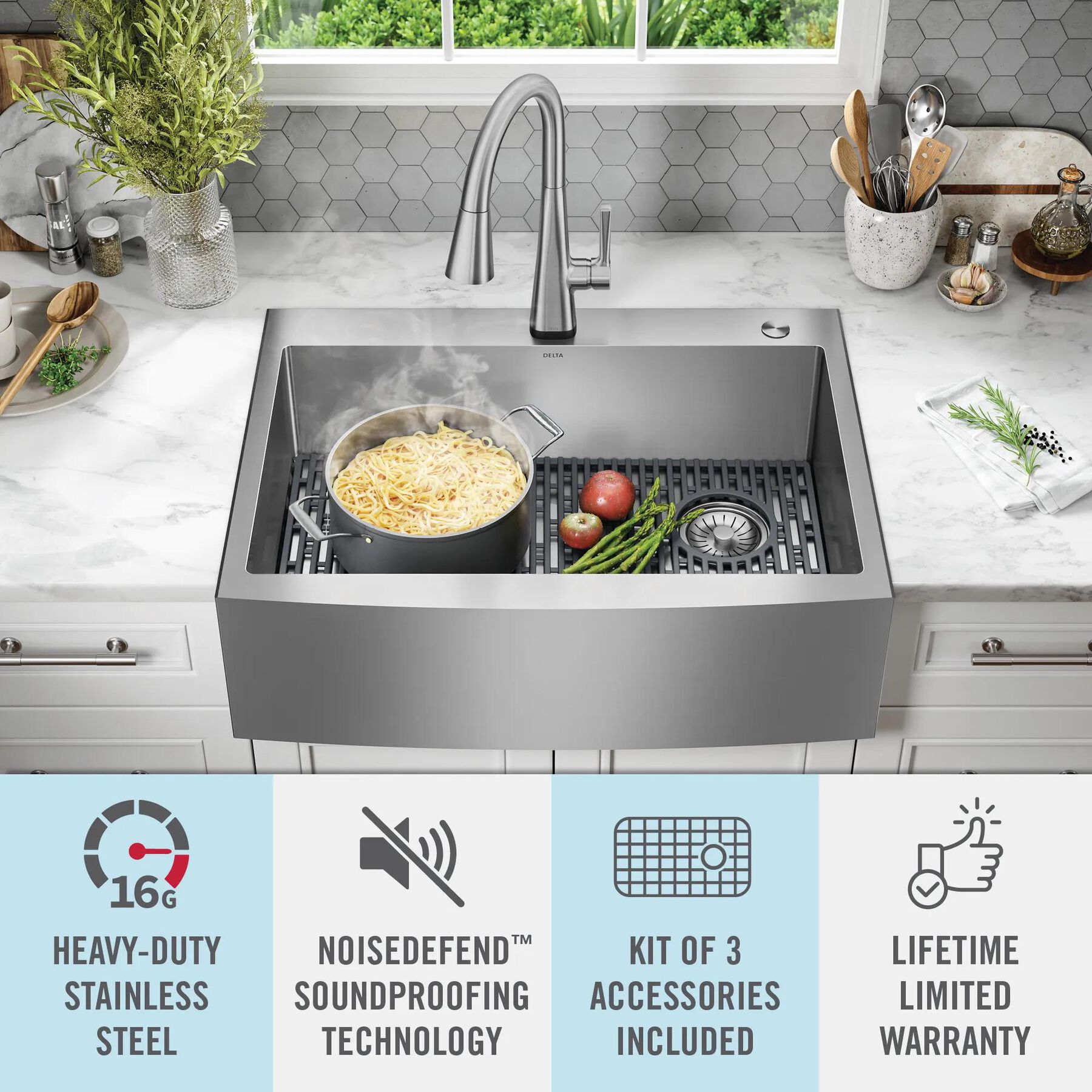 30&rdquo; Retrofit Farmhouse Apron Front 16 Gauge Stainless Steel Single Bowl Kitchen Sink for Undermount / Drop-In Installation with Accessories